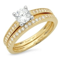 0. CT sjajan okrugli rezan originalni izgled dijamant VS1-VS J-K 18K žuti bijeli zlatni angažman vjenčani mladenki dizajnerski prsten BW set veličine 5.5