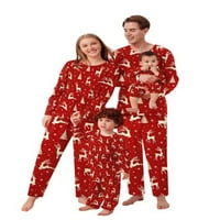 Amiliee Christmas Upthing Porodični pidžami, dugi rukav Elk Print Tops Thathers Aites Romper