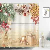 Božićna tuš zavjesa snježna borova bobičasto grana Božićne kuglice poklon bo uzorak xmas dekor tkanina vodootporna zbirka u kupaonici zid viseći