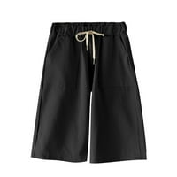 Qilakog Žene Comfy vuče povremene kratke hlače za elastičnu struku Lagane kratke hlače Baggy Trendy kratke hlače Crtelji udobne kratke hlače hladne čiste boje sa džepovima