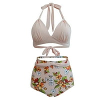 Lashall Womens kupaći kostim modni ležerni ljetni bikini Ispis dva odijela kupaće kostim ružičaste m