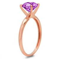 3. CT sjajan okrugli rez Clear Simulirani dijamant 18k ružičasto zlato pasijans prsten sz 6.75