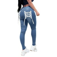 FVWitlyh ženske traperice visokog struka ženske plus veličine Easy Fit elastični struk povlačenje na gaćicama