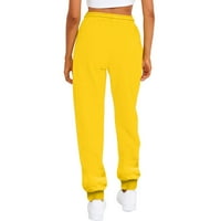 Ženska odjeća dame Solid Color Crckstring Elastična struka Ležerne prilike labave pješačke fleke Službene pantalone za žene Poliester Yellow