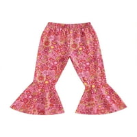 Licupiee Kids Girl Flare Hlače cvjetni print elastični struk zvoni na dnu Hlače rastezljive duge hlače padaju povremene odjeće pantalone za djecu