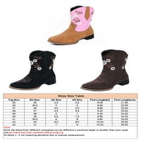 Prednji prošli ženski Western Boots Low Heel Cowgirl Boot Wide-Calf Vintage Cipele Radno povremene žene vezene crne 5,5