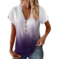 APEPAL ženske bluze Ženske košulje s gumbom s rukavima V-izrez Thirt Ležerne prilike na vrhu ljubičaste l