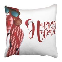 Sretan Božić iz tropske klime Plaža sa sunčanim naočalima i jastukom