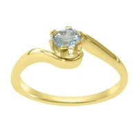 Britanci napravili pravi 18k žuti zlatni prirodni akvamarinski ženski Obećani prsten - Opcije veličine - veličina 6.25