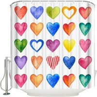 Tuš za zavjese ARTOLOR Art Love Heart MicroFuber Vodootporna zastava za kupanje sa kukom C-prstena,