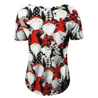 HHEI_K ženske majice s kratkim rukavima ruffle tops labavi vrhovi casual preveliki vrhovi nabori na dolje dolje ležerne ljetne cvjetne vrhove ženske bluze