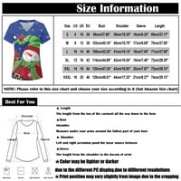 Leylayray ženska bluza Žene Božićni tisak kratkih rukava V-izrez Vrhovi radne uniforme džepove bluza bijeli xxl