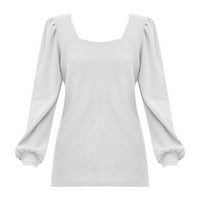 Miayilima ženske košulje casual vrhove majice za žene zimski pad dugih rukava okrugli izrez majice bijeli m