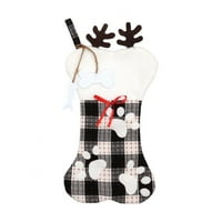 Božićne čarape za kućne ljubimce Set od 1, Buffalo plairani božićne čarape Veliki oblik kostiju visećih kućnih ljubimaca za pse Božićne ukrase