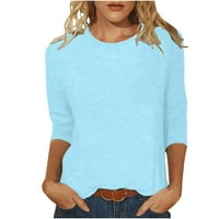 Homenesgenics ženske vrhove rukav ženska modna čvrsto majica srednje dužine bluza okrugli vrat casual