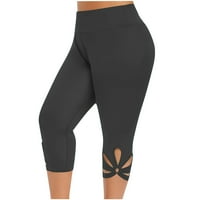 Symoid ženske joge Capri gamaše - na klirensu atletski radovi casual čvrste plažne hlače yoga tamno-noga tamno sive obrezive hlače veličine 3xl