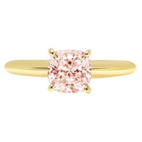 2.0ct jastuk rezan ružičasti simulirani dijamant 18k žuti zlatni graviranje izjava godišnjica Angažovanost vjenčanja pasijans veličine 6,5