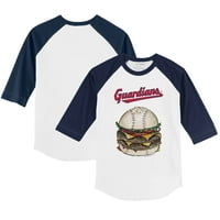 Toddler Tiny Turpap Bijela mornarica Cleveland Guardians Burger 3 majica 4 rukava Raglan