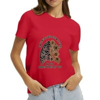 Hanas ženski gornji modni ljetni ženski ljetni slobodno slobodno vrijeme Sports O-izrez Pulover tiskani majica kratkih rukava crveni xl