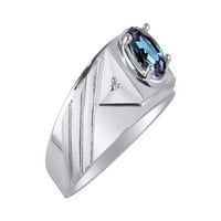 * Rylos klasični ovalni simulirani alexandrit mistic Topaz & Diamond Ring - June Birthstone * Sterling Silver