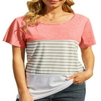 HAITE ženske kratkih rukava s kratkim rukavima okrugli vrat trostruki blok boja Stripe majice bluza