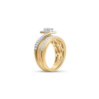 10kt žuto zlato okruglo Diamond Bridal Wedding prsten set CTTW