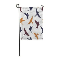 Plavi apstraktni gutali siluete bijeli uzorak leteći ptice narančasta vrtna zastava ukrasna zastava