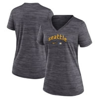 Ženski Nike Heather Carcoal Seattle Mariners City Connect Velocity Perse performanse V-izrez majica