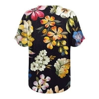 Strugten ženska bluza za bluzu za bluzu Vintage Print Kratki rukav Ležerne prilike Basic Top Pulover Ženske majice