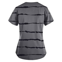 Cleance Žene vrhovi kratkih rukava prugasta bluza Radna odjeća Žene Bluze V-izrez Moda, tamno siva, 4xl