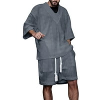 Hwmodou muško odijelo pune boje dugih rukava i kratke hlače Pleteni prozračni protiv prozračnih valjanih postavljenih modernih joga setova za muškarce