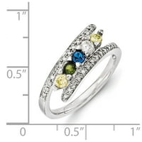 14k bijeli zlatni prsten bend majčin i obiteljski polu montiranje dijamantskih kamena montaža, veličine 9