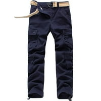 Growesty Mens Cargo Hlače Čišćenje Muška čvrstog više džepa oprane kombinezone na otvorenom ležerne hlače pantalone