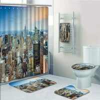 American New York City antena sa neboderima Manhattan urbana arhitektura Panorama srebrna breskva kupaonica Podesite tuš za kupanje ručnik ručnik za kupanje za kupanje Contour mat i toaletni poklopac poklopca poklopca poklopca poklopca