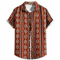 Havajske majice za muškarce Ležerne prilike ljetni rever rezervni vrhovi, etnički tiskani vrhovi Gumb Up Up kratkih rukava Cardigan bluze