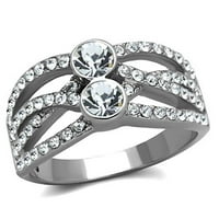 Luxe nakit dizajnira ženski prsten od nehrđajućeg čelika sa okruglim jasnim kristalima - veličine