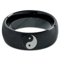 Tungsten Yin-Yang Band prsten za muškarce Žene Udobne fit crne kupole četkane polirane veličine 6,5