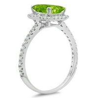 1. CT sjajan smaragd Clear Simulirani dijamant 18k bijeli zlatni halo pasijans sa accentima prsten sz 8,75