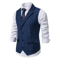 Akcije Muškarkovska koža Tweed Suit Vest vintage rever muški kaput
