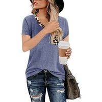 Saodimallsu ženski majica s kratkim rukavima V izrez casual labav vrhovi Ljetni džep tee