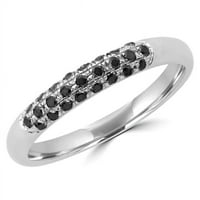 Veličanstvo Diamonds MDR190062- 0. CTW okrugli dijamantni dijamant Troredni polučvrsni prsten za vjenčanje u 14k bijelo zlato - veličine 6