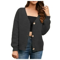 Ženski džemper modni kratki pleteni kardigan s dugim rukavima, labav kaput sa jednim grudima
