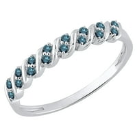 DazzlingRock kolekcija okrugli Blue Diamond Wave Stil Stil Stil za žene za žene u srebru Sterling, Veličina 8.5