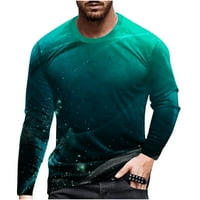 Muškarci dugih rukava cašica casual okruglica kratkih rukava pulover linija 3D tiskana muška majica bluza labava zelena veličina m