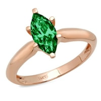1. CT sjajan markizni rez simulirani smaragd 14k Rose Gold Solitaire prsten SZ 7