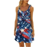 Oalirro Američka zastava Ženska haljina bez rukava 4. jula Kratka cvjetna haljina za žene Patriotsko neovisnosti Dan svijetloplava m