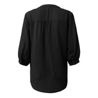 Vrhovi za čišćenje za žene bluze casual rukave čvrste žene bluze V-izrez moda, crna, xl