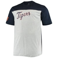 Muška fanatika brendirana mornarica Heather Siva Detroit Tigers Big & visoka majica COLORBLOCK