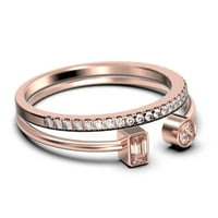 Minimalistički otvoreni prsten 1. Carat Round Cut morgatit i dijamantni moissanite zaručni prsten, jedinstveni stil prsten u srebru u sterlingu sa 18K ružičastom pozlaćenjem, mladenkom, odgovarajućim opsegom