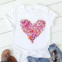 Valentines Dukseri za uklanjanje Valentinova Ljubav Heart Floral Soft Ispiši majica kratkih rukava Top bluza